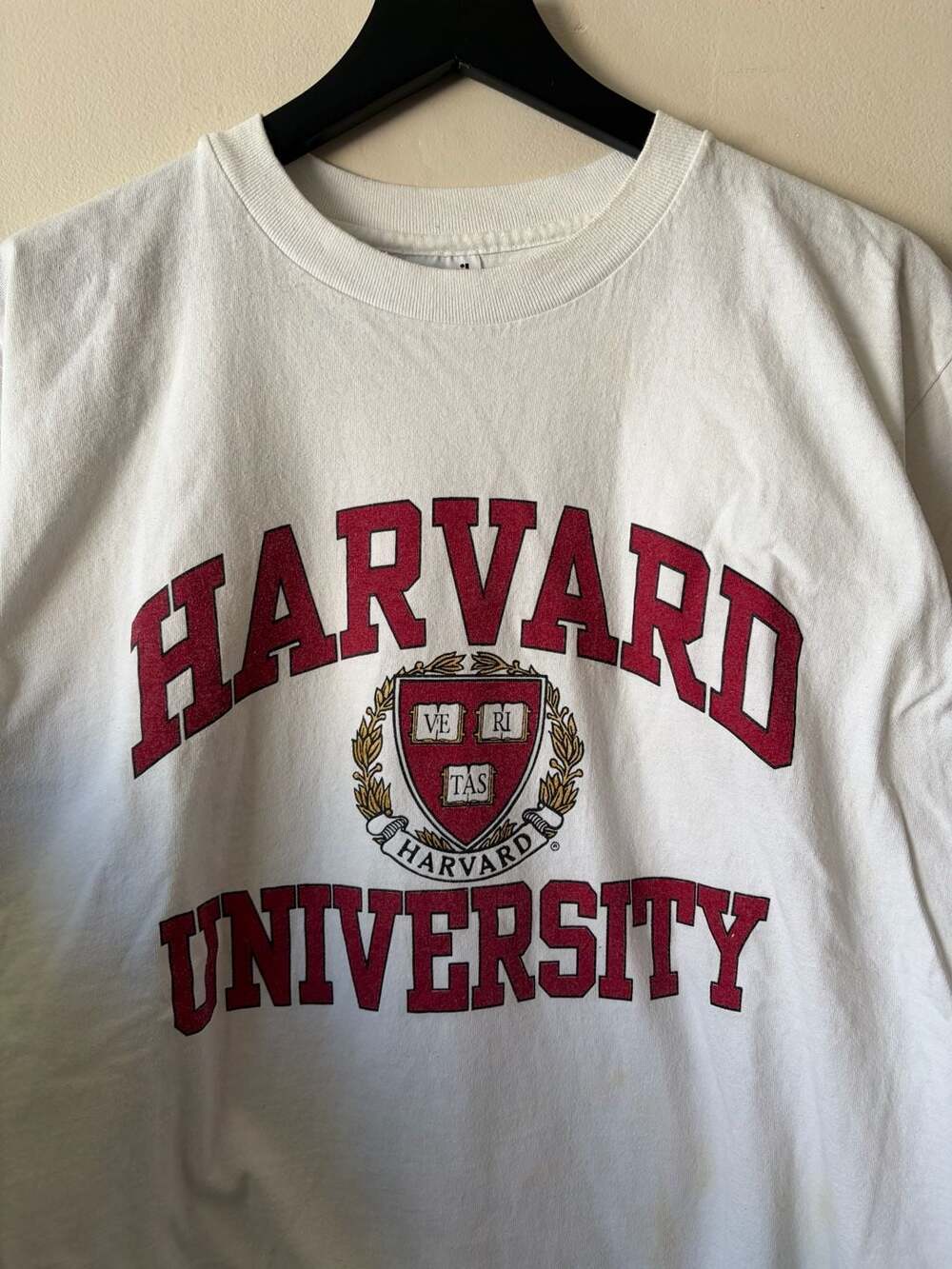 Anvil Harvard University T-Shirt Size L White Cotton Crest